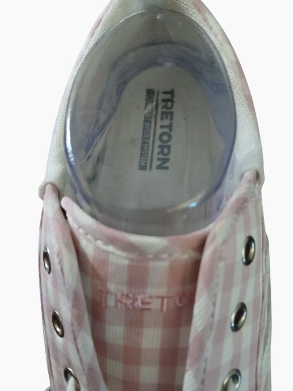Tretorn Nylite White Pink Gingham Canvas Lace Up Sneakers Women’s Size 11 Shoes - Picture 6 of 8